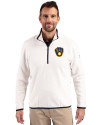 Milwaukee Brewers Cutter & Buck Cascade Eco Fleece Mens Quarter Zip Jacket Shell/Navy Blue Front Thumbnail Image