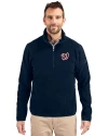 Washington Nationals Cutter & Buck Cascade Eco Fleece Mens Quarter Zip Jacket Navy Blue Front Thumbnail Image
