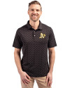 Athletics Cutter & Buck Virtue Eco Pique Tile Print Recycled Mens Big & Tall Polo Black Front Thumbnail Image