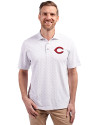 Cincinnati Reds Cutter & Buck Virtue Eco Pique Tile Print Recycled Mens Big & Tall Polo White Front Thumbnail Image