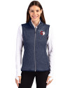 Cleveland Guardians Cutter & Buck Mainsail Sweater Knit Womens Full Zip Vest Liberty Navy Heather Front Thumbnail Image