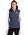 Washington Nationals Cutter & Buck Mainsail Sweater Knit Womens Full Zip Vest Liberty Navy Heather Front Thumbnail Image