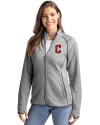 Cleveland Guardians - Cutter & Buck Mainsail Sweater-Knit Womens Full Zip Jacket Polished Heather Front Thumbnail Image
