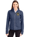 Milwaukee Brewers Cutter & Buck Mainsail Sweater-Knit Womens Full Zip Jacket Liberty Navy Heather Front Thumbnail Image