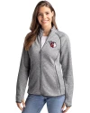Cleveland Guardians Cutter & Buck Mainsail Sweater-Knit Womens Full Zip Jacket Polished Heather Front Thumbnail Image