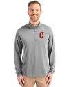 Cleveland Guardians - Cutter & Buck Virtue Eco Pique Recycled Quarter Zip Mens Big & Tall Pullover Polished Medium Gray Front Thumbnail Image