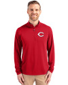 Cincinnati Reds Cutter & Buck Virtue Eco Pique Recycled Quarter Zip Mens Big & Tall Pullover Red Front Thumbnail Image
