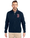 Boston Red Sox Cutter & Buck Cascade Eco Sherpa Mens Big & Tall Fleece Jacket Navy Blue Front Thumbnail Image