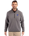 Boise State Broncos Cutter & Buck Cascade Eco Fleece Mens Quarter Zip Jacket Elemental Grey/Black Front Thumbnail Image