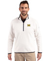 Michigan Wolverines Cutter & Buck Cascade Eco Fleece Mens Quarter Zip Jacket Shell/Navy Blue Front Thumbnail Image
