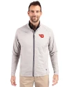 Dayton Flyers Cutter & Buck Adapt Eco Knit Hybrid Recycled Mens Big & Tall Full Zip Jacket Polished Medium Gray Front Thumbnail Image