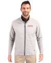 UOP Tigers Cutter & Buck Adapt Eco Knit Hybrid Recycled Mens Big & Tall Full Zip Jacket Polished Medium Gray Front Thumbnail Image