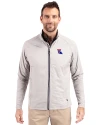 Louisiana Tech Bulldogs Cutter & Buck Adapt Eco Knit Hybrid Recycled Mens Big & Tall Full Zip Jacket Polished Medium Gray Front Thumbnail Image