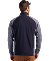Brigham Young Cougars Cutter & Buck Adapt Eco Knit Hybrid Recycled Mens Big & Tall Full Zip Jacket Navy Blue Heather/Navy Blue Back Thumbnail Image