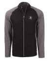 Florida State Seminoles Cutter & Buck Adapt Eco Knit Hybrid Recycled Mens Big & Tall Full Zip Jacket Black Heather/Black Mannequin Thumbnail Image