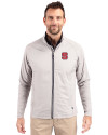 NC State Wolfpack Cutter & Buck Adapt Eco Knit Hybrid Recycled Mens Big & Tall Full Zip Jacket Polished Medium Gray Front Thumbnail Image
