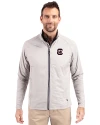 South Carolina Gamecocks Cutter & Buck Adapt Eco Knit Hybrid Recycled Mens Big & Tall Full Zip Jacket Polished Medium Gray Front Thumbnail Image
