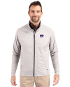 Kansas State Wildcats Cutter & Buck Adapt Eco Knit Hybrid Recycled Mens Big & Tall Full Zip Jacket Polished Medium Gray Front Thumbnail Image