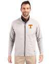 Tennessee Volunteers Cutter & Buck Adapt Eco Knit Hybrid Recycled Mens Big & Tall Full Zip Jacket Polished Medium Gray Front Thumbnail Image