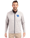 Kentucky Wildcats Cutter & Buck Adapt Eco Knit Hybrid Recycled Mens Big & Tall Full Zip Jacket Polished Medium Gray Front Thumbnail Image