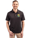 Xavier Gold Rush Cutter & Buck Virtue Eco Pique Tile Print Recycled Mens Big & Tall Polo Black Front Thumbnail Image