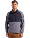Dayton Flyers Cutter & Buck Adapt Eco Knit Hybrid Recycled Mens Quarter Zip Navy Blue Heather/Navy Blue Front Thumbnail Image