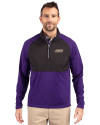 James Madison Dukes Cutter & Buck Adapt Eco Knit Hybrid Recycled Mens Quarter Zip College Purple/Black Front Thumbnail Image