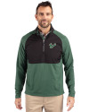 South Florida Bulls Cutter & Buck Adapt Eco Knit Hybrid Recycled Mens Quarter Zip Hunter/Black Front Thumbnail Image