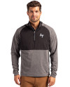 Air Force Falcons Cutter & Buck Adapt Eco Knit Hybrid Recycled Mens Quarter Zip Black Heather/Black Front Thumbnail Image