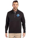 View image 1: Indiana State Sycamores Cutter & Buck Adapt Recycled Soft Knit Stretch Mens Hybrid Quarter Zip Pullover  Black Front