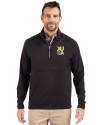 Xavier Gold Rush Cutter & Buck Adapt Eco Knit Hybrid Recycled Mens Quarter Zip Black Front Thumbnail Image
