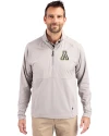 Appalachian State Mountaineers Cutter & Buck Adapt Eco Knit Hybrid Recycled Mens Quarter Zip Polished Medium Gray Front Thumbnail Image