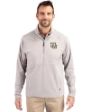 View image 7: Marquette Golden Eagles Cutter & Buck Adapt Recycled Soft Knit Stretch Mens Hybrid Quarter Zip Pullover  Polished Medium Gray Front