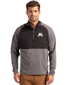 Minnesota Golden Gophers Cutter & Buck Adapt Eco Knit Hybrid Recycled Mens Quarter Zip Black Heather/Black Front Thumbnail Image