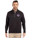 View image 1: Stephen F Austin Lumberjacks Cutter & Buck Adapt Recycled Soft Knit Stretch Mens Hybrid Quarter Zip Pullover  Black Front