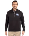 Kentucky Wildcats Cutter & Buck Adapt Eco Knit Hybrid Recycled Mens Quarter Zip Black Front Thumbnail Image