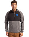 Kentucky Wildcats Cutter & Buck Adapt Eco Knit Hybrid Recycled Mens Quarter Zip Black Heather/Black Front Thumbnail Image