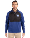 Kentucky Wildcats Cutter & Buck Adapt Eco Knit Hybrid Recycled Mens Quarter Zip Tour Blue/Black Front Thumbnail Image