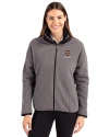 Harvard Crimson Cutter & Buck Cascade Eco Fleece Womens Full Zip Jacket Elemental Grey/Black Front Thumbnail Image