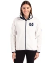 Utah State Aggies Cutter & Buck Cascade Eco Fleece Womens Full Zip Jacket Shell/Navy Blue Front Thumbnail Image