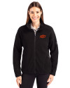 Oklahoma State Cowboys Cutter & Buck Cascade Eco Fleece Womens Full Zip Jacket Black Front Thumbnail Image