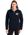 Utah State Aggies Cutter & Buck Cascade Eco Fleece Womens Pullover Jacket Navy Blue Front Thumbnail Image