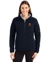 Virginia Cavaliers Cutter & Buck Cascade Eco Fleece Womens Pullover Jacket Navy Blue Front Thumbnail Image