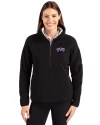 View image 1: TCU Horned Frogs Cutter & Buck Cascade Epic Comfort Recycled Sherpa Fleece Womens Pullover Jacket Black Front