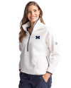 Michigan Wolverines Cutter & Buck Cascade Eco Fleece Womens Pullover Jacket Shell/Navy Blue Front Thumbnail Image
