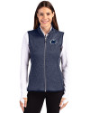 Penn State Nittany Lions Cutter & Buck Mainsail Sweater Knit Womens Full Zip Vest Liberty Navy Heather Front Thumbnail Image