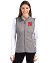 Nebraska Cornhuskers Cutter & Buck Mainsail Sweater Knit Womens Full Zip Vest Polished Heather Front Thumbnail Image