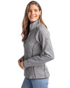 UOP Tigers Cutter & Buck Mainsail Sweater-Knit Womens Full Zip Jacket Polished Heather Side Thumbnail Image