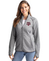 Texas A&M Aggies Cutter & Buck Mainsail Sweater-Knit Womens Full Zip Jacket Polished Heather Front Thumbnail Image