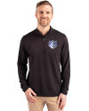 Saint Louis Billikens Cutter & Buck Virtue Eco Pique Recycled Quarter Zip Mens Big & Tall Pullover Black Front Thumbnail Image